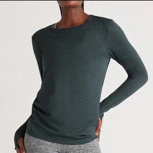 Quince Women Flowknit Breeze Long Sleeve Top Heather Green Small